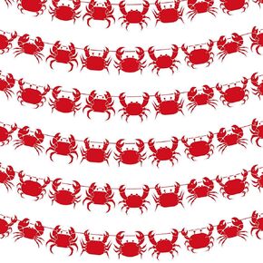 5 PCS Crawfish Pennant Paper Banner Lobster Party Party Supplies Seafood Paper Banner Mardi Gras Hanging Decorations for Crawfish Party Supplies