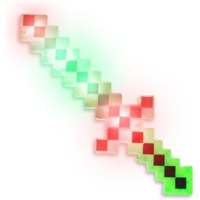 LED Light Up Pixel 8-Bit Toy Sword for Kids (Green, 18")