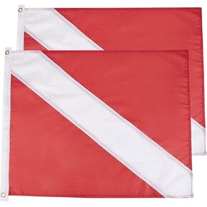2 Pack Dive Flag with golden grommets-Diver Down Flag-Alpha Flag-Boat Flag Marker-20" x 24" for Snorkeling, Diving, Underwater Activities