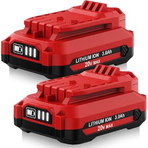 2 Pack 20V 3.0Ah CMCB202-2 Replacement for Craftsman V20 Lithium Ion Battery Compatible with Craftsman 20V Battery Lithium MAX CMCB205 CMCB204 CMCB206 CMCB202 CMCB201 Cordless Power Tools (Red)