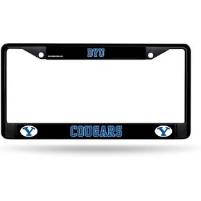 Rico Industries NCAA BYU Cougars Standard Chrome License Plate Frame, Black 12X0.5X06