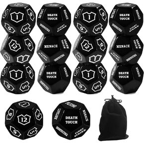 12 قطعة MTG COUNTED 12 من جانب القدرات من جانب الكلمات الرئيسية ، الزهر ولاء MTG Life Counter الرموز الرموز DICE BUFT المتوافقة مع إكسسوارات لعبة بطاقة MAGIC CCG (أبيض)