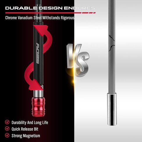 Magnetic Screwdriver Bit Holder Set: 2-Piece 1/4 Inch Hex Shank Quick Release Extension Adapter | Super Straight Durable CR-V Steel | Universal Fit for Impact Driver Bits | 6", 12" Long in Saudi Arabia