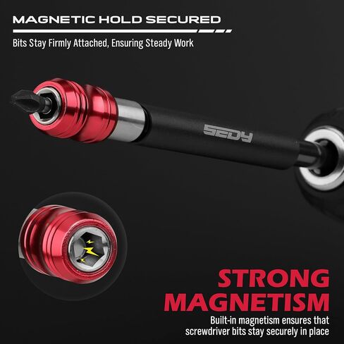 Magnetic Screwdriver Bit Holder Set: 2-Piece 1/4 Inch Hex Shank Quick Release Extension Adapter | Super Straight Durable CR-V Steel | Universal Fit for Impact Driver Bits | 6", 12" Long in Saudi Arabia