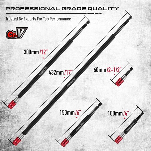 Magnetic Screwdriver Bit Holder Set: 2-Piece 1/4 Inch Hex Shank Quick Release Extension Adapter | Super Straight Durable CR-V Steel | Universal Fit for Impact Driver Bits | 6", 12" Long in Saudi Arabia
