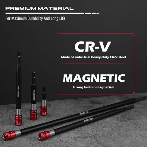 Magnetic Screwdriver Bit Holder Set: 2-Piece 1/4 Inch Hex Shank Quick Release Extension Adapter | Super Straight Durable CR-V Steel | Universal Fit for Impact Driver Bits | 6", 12" Long in Saudi Arabia