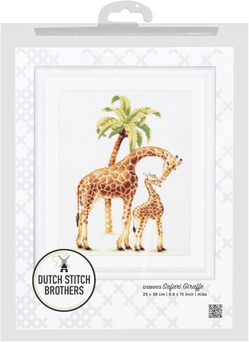 Dutch Stitch Brothers - Counted Cross Stitch Kit - DSB005A - Safari Elephant - White Aida - 15 x 9,8 Inch - Embroidery Kit for Adults in Kuwait