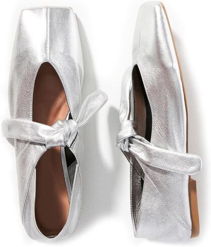 أحذية باليه مسطحة بعقدة على شكل فيونكة للنساء أحذية راقصة باليه بحزام على شكل ربطة عنق سهلة الارتداء بمقدمة مربعة أحذية ماري جين المسطحة in Kuwait