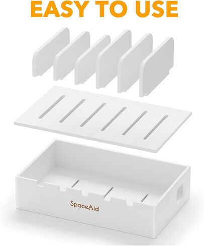 SpaceAid Bamboo Charging Station for Multiple Devices, Cell Phone Docking Stations for Multi Laptop, Tablets and iPads, Nightstand Bedside Desk Device Charger Organizer (Natural) in Kuwait