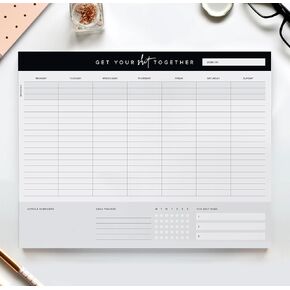 ThreeKin Weekly Planner - Premium 52-Sheet Tear-Off Notepad, 8.5 x 11 inches, Clean Colorful Design, Perfect for Work, School, Projects, and Entrepreneurs, Female & USA Owned Business