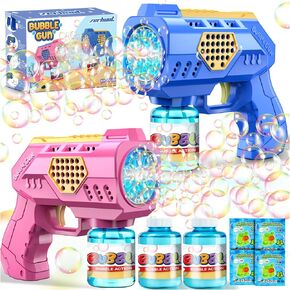 Automatic Bubble Gun Bubble Toys: 2-Pack Bubble Blaster Guns with Rich Bubbles for Outdoor Wedding Party Fun - Great Summer Toy for Toddlers Kids 4-8 - Ideal Gift for Birthday & Easter