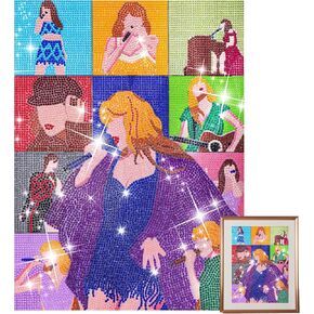 Taylor Diamond Art Kits for Adults, 5D Diamond Painting Kit for Beginners, DIY Full Drill Paint with Diamond for Home Wall Decor Arts Craft, Taylor Merch, Birthday Gifts for Women Girls, 12x16inch