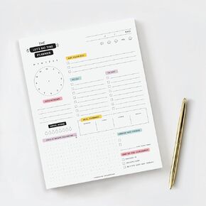 Day Planner - 8.5 × 11 Daily Planner Pad | مخطط تحفيزي للنساء | أداة إدارة الوقت والإنتاجية | أعمال الولايات المتحدة الأمريكية المملوكة للمرأة