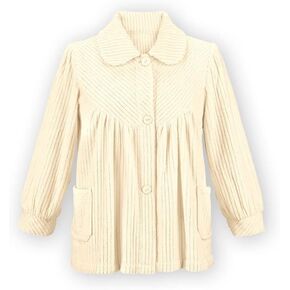 Collections Etc Women's Soft Fleece Full-Button Front Bed Jacket with Pockets Lavender Small