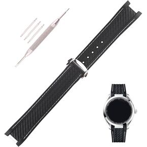 Topuly Rubber Watch Band replacement Omega Seamaster diver 300 300m Speedmaster aqua-terra 150m AT150 Moonwatch Professional Silicone Strap Wirstband for Men and Women with Curved End Steel Buckle( Black/Orange/Gold)