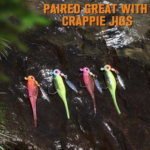 Dovesun Crappie Lures Kit, Fishing Soft Plastic Lures Crappie Walleye Trout Bass Fishing Baits Fishing Grubs -Worms- Minnow-Paddle Tail Swimbaits 60 | 75 | 100Pcs with Tackle Box in Saudi Arabia