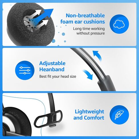 IPD IPH-255 Phone Headset with Noise cancelling Microhone for Office and Call Center- Comapatible with Polycom VVX,Aastra,Avaya Digital, Nortel, Samsung,Mitel landline phones in Kuwait