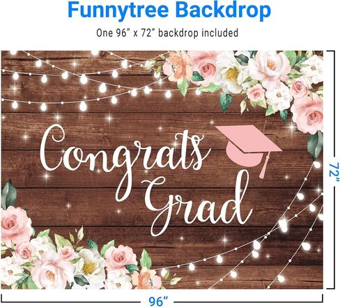 Funnytree 82 بوصة × 59 بوصة تهانينا خلفية التخرج زهرة لوح خشبي فئة 2024 خلفية التخرج الكلية حفلة موسيقية حفلة ديكور الحدث راية صورة كشك الصور كعكة الجدول صورة شخصية الدعامة استوديو التصوير الفوتوغرافي in Saudi Arabia