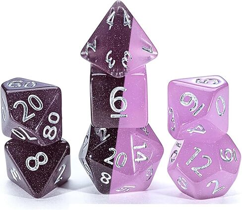 Gate Keeper Games and Dice: Chronomancy: Birthday Surprise - 7pc RPG Set, Thermal Color-Changing Pink & Blue, Hot/Cold, Resin Dice, Role Playing Games in Saudi Arabia