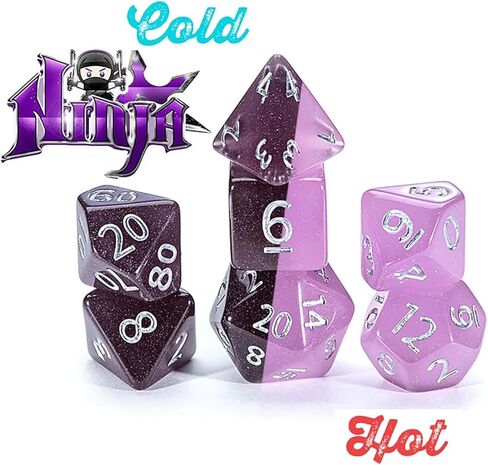 Gate Keeper Games and Dice: Chronomancy: Birthday Surprise - 7pc RPG Set, Thermal Color-Changing Pink & Blue, Hot/Cold, Resin Dice, Role Playing Games in Saudi Arabia