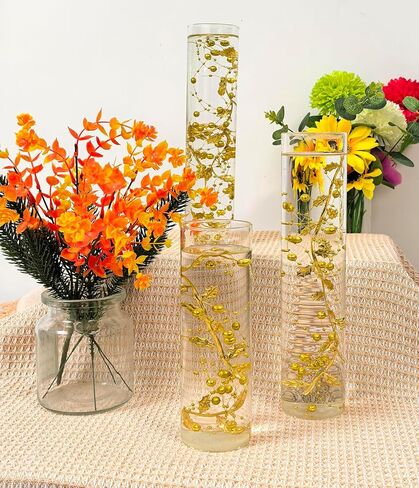 12pcs Pearl String for Floating Candles Centerpiece, Green Faux Pearl Beads Vase Filler for Home Wedding Table Christmas Decor Centerpiece (Green) in Kuwait