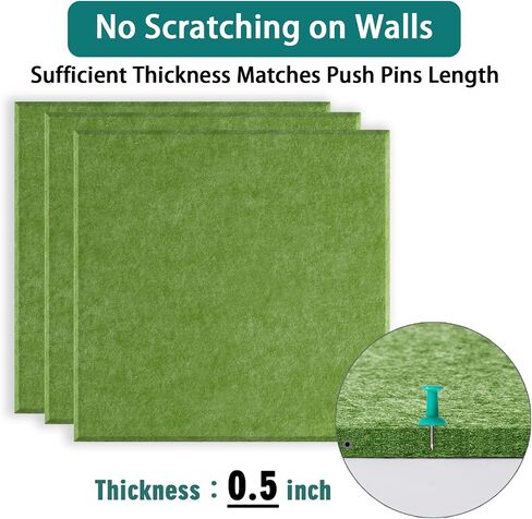 لوحة Cork Board للجدار: لوحة نشرة كبيرة جدًا للمكتب - البلاط السميك البالغ 0.5 بوصة 6 PCS مربعات لوحة دبوس رمادية لاصق in Kuwait