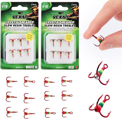Vexan Crystal Reaper Treble Hooks with Crystals and Glow Resin…… in Kuwait