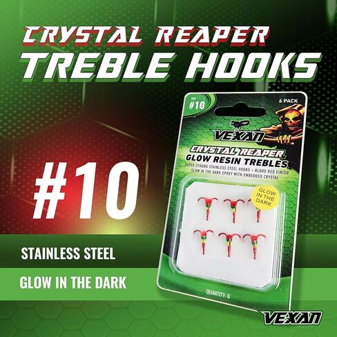 Vexan Crystal Reaper Treble Hooks with Crystals and Glow Resin…… in Kuwait