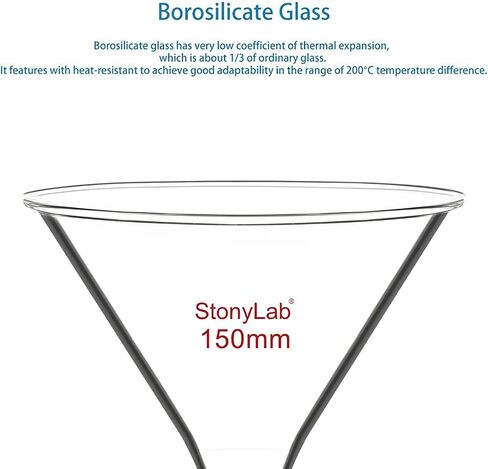 stonylab Glass Powder Funnel, Heavy Wall Borosilicate Glass Short Stem Funnel with 50 mm Top Diameter and 22 mm Stem Length in Saudi Arabia