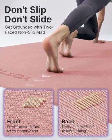 YOTTOY Large Yoga Mat (75 * 52 * 1/2inch),Extra Wide TPE Exercise Mat,Non-Slip Workout Mat for Pilates, Fitness, Barefoot, Home Gym Studio with Strap and Towel in Kuwait