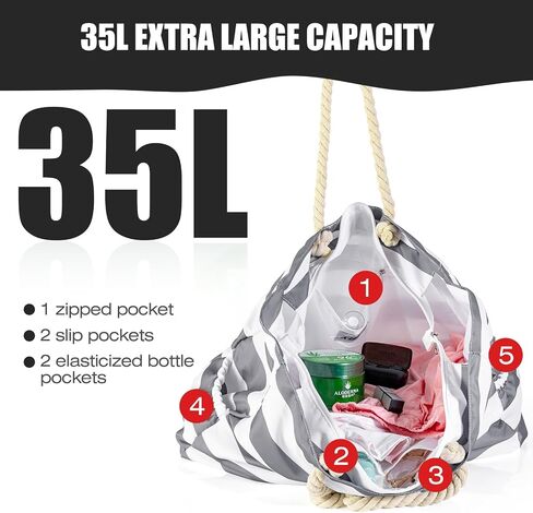 KUAK Beach Bag, Extra Large Beach Bags for Women Men with Zippers, Pockets, Waterproof Beach Tote Bag for Pool Travel in Saudi Arabia