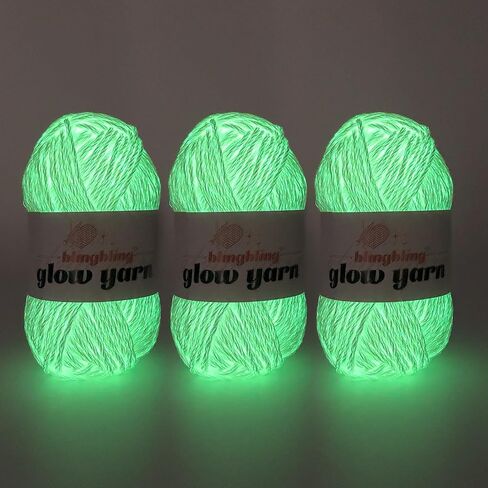Glow in The Dark Yarn, Light DK #3 Yarn - 100 G/3.5 Oz, for Beginner's Yarns for Crochet and Knitting (Blue) in Kuwait