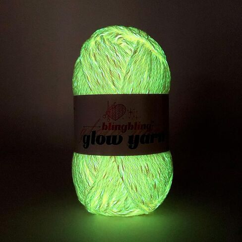 Glow in The Dark Yarn, Light DK #3 Yarn - 100 G/3.5 Oz, for Beginner's Yarns for Crochet and Knitting (Blue) in Kuwait