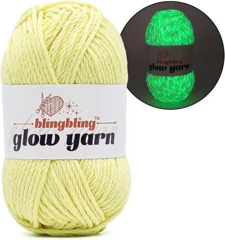 Glow in The Dark Yarn, Light DK #3 Yarn - 100 G/3.5 Oz, for Beginner's Yarns for Crochet and Knitting (Blue) in Kuwait