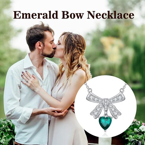 Gnteey Emerald Moon Necklace 925 Sterling Silver 9x9mm Emerald Love Heart Pendant Necklaces for Women in Kuwait