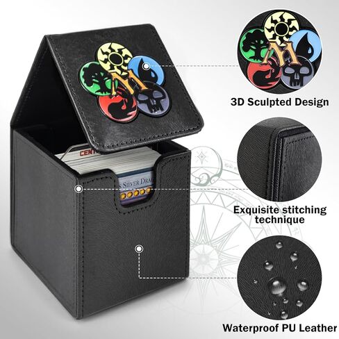 Card Deck Box for YGO MTG 3D sculpted relief Deck Box 110 Card Storage Box Trading Games Leather Storage with divider (Sky Dragon Colored) in Kuwait