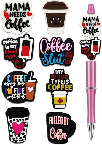 8pcs حبات السيليكون البؤرية للأقلام - حبات ناعمة ، متينة لتصنيع القلم المخصص ، ومشاريع DIY الحرفية ، والتخصيص - ألوان وتصميمات متنوعة (الهتاف) in Kuwait