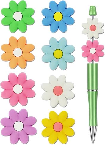 8Pcs Silicone Focal Beads for Pens – Premium Soft, Durable Beads for Custom Pen Making, DIY Craft Projects, and Personalization – Assorted Colors and Designs (Cheer) in Kuwait