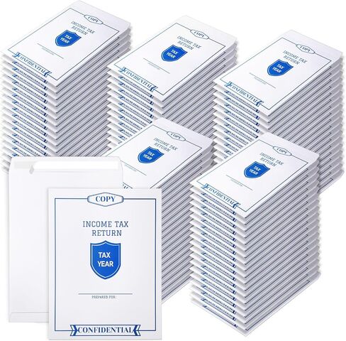100 Pcs 9 x 12 Inches Income Tax Return Envelope Open End Envelopes Large White Mailer for Storing or Handling Personal and Customer Tax Return in Kuwait