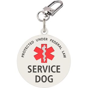 Service Dog ID Tags,Double Side Engraved Protected Under Federal Law with Medical Alert Symbol Easily Attach to Dog Collar, Harness (Medium -1.18 inch)