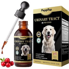 Dog UTI Treatment & Urinary Tract Support – Natural Herbal Drops with High Cranberry Extract, Vitamin B6 for Urine pH Balance, Bladder & Kidney Function, Bacon Flavor, 1oz