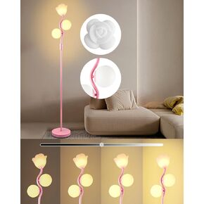 Lightdot 64in مصباح أرضي قابلة للضوء ، مصابيح دائمة وردية مع 4 مساءً 3000 كيلو G9 لمصابيح ناعمة دافئة للعيون البيضاء ، مصباح الأرضيات الحديثة في منتصف القرن لغرفة المعيشة