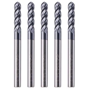 BestParts High Performance 5pcs Solid Carbide Ball Nose End Mills, AlTiN Coated, 4 Flute, 30 Degree Helix, 1/8" Cutting diameter, 1/8" Shank diameter, 1/2" Length of Cut, 1-1/2" Overall Length