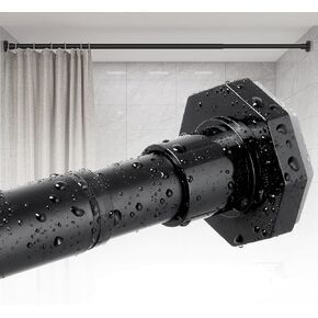 ALLZONE Tension Curtain Rods for Windows 66 to 120 Inch, Black Curtain Rods No Drilling, Heavy Duty Extra Long Tension Rod for Windows 66 to 120 No Drill, Outdoor Curtain Rods for Patio, Bedroom