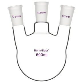 Three Necks Round Bottom Flask RBF, Glass 3-Neck Boiling Flask with 24/40 Standard Taper Outer Joint, 1000 ml