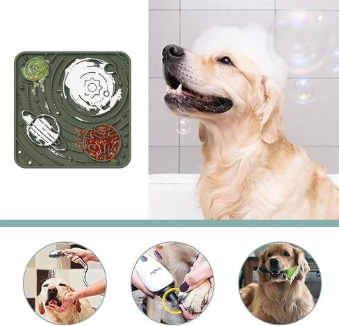OHMO Lick Mat for Dogs and Cats(Small, Camo&Light Green, 2pcs) Enrichment Accessories Toy Space Star Easy Clean Pet Slow Feeder w/Suction Cups, Licking Pad for Anxiety Relief and Boredom Reduction in Saudi Arabia