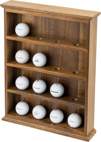 MyGift Wall Mounted Golf Ball Holder Display Case, 4-Tier Vintage Gray Solid Wood Shelf Rack in Saudi Arabia