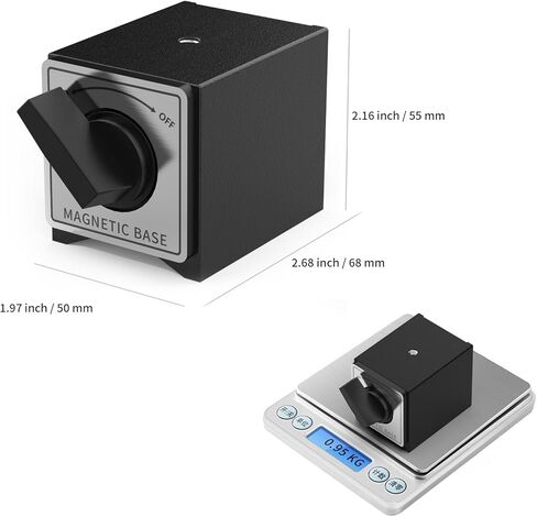 قاعدة مغناطيسية 12T، مناسبة لأضواء الآلة المغناطيسية، حامل المؤشر متري M8 X 1.25 فتحة مستغلة، 4.72 × 1.96 × 2.16 بوصة، قطعة واحدة in Kuwait