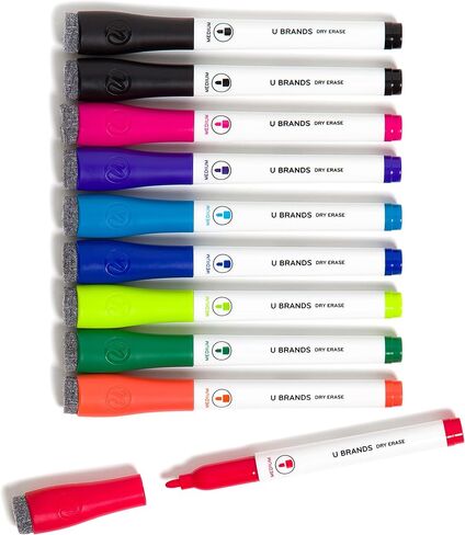 U Brands Dry Erase Markers with Erasers, Set of 8, Assorted Pastel Colors, Low-Odor, Medium (2 mm) Point in Kuwait