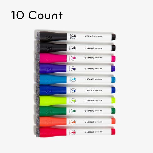 U Brands Dry Erase Markers with Erasers, Set of 8, Assorted Pastel Colors, Low-Odor, Medium (2 mm) Point in Kuwait